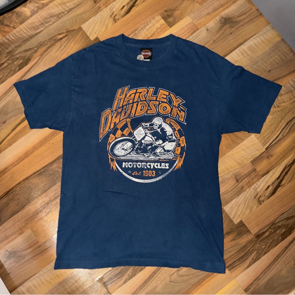 Harley-Davidson Navy and Orange Tee